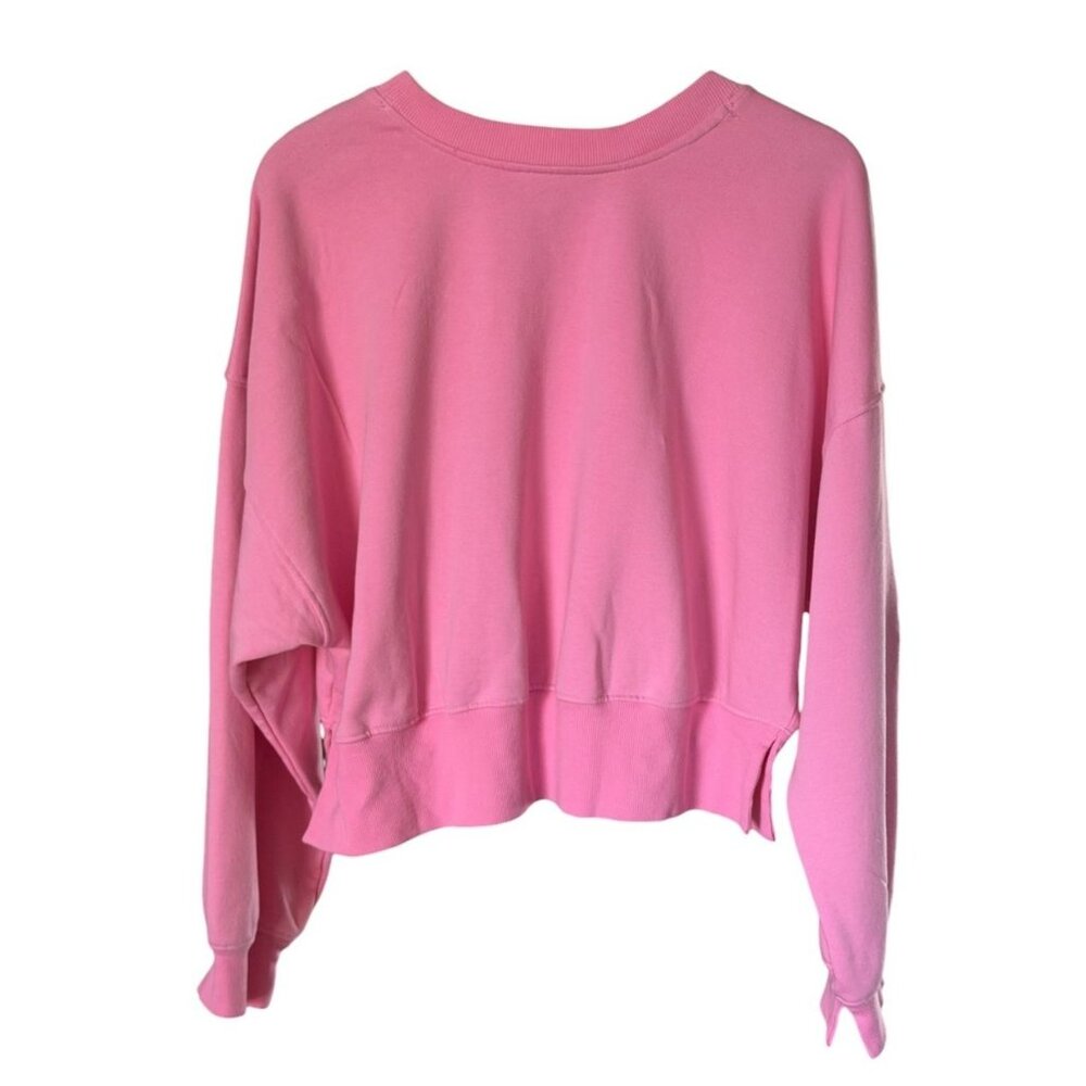 Gola x Anthropologie Pink Sweatshirt MEDIUM Floral Patch Cropped Crewneck Soft - Picture 2 of 10
